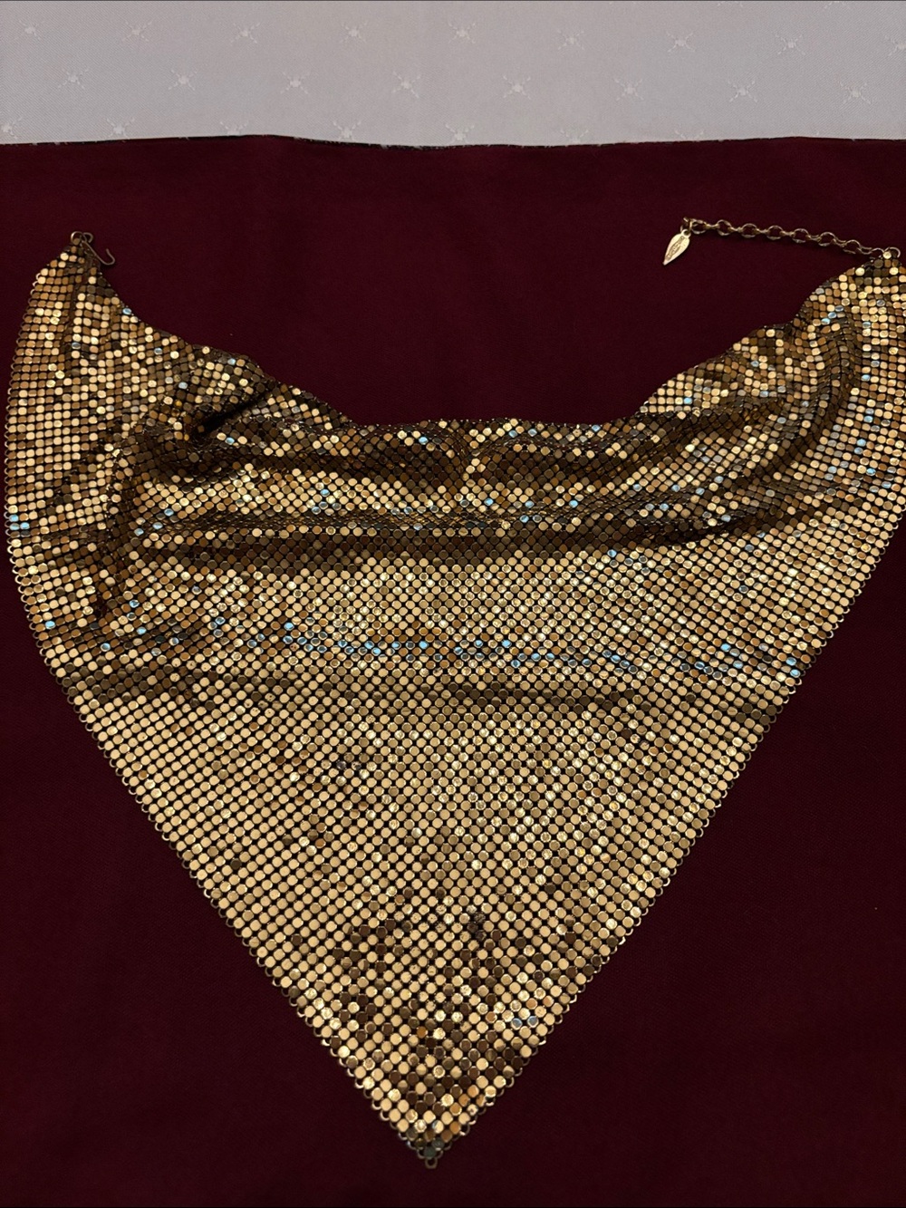 WHITING & DAVIS vintage gold tone mesh necklace